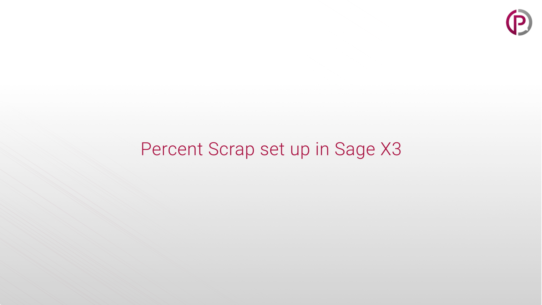 Percent Scrap Set Up