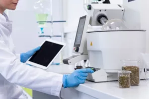 Lab equipment used for product testing, relevant to ERP solutions in industrial and food distribution